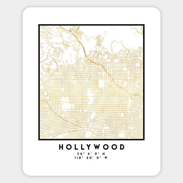 HOLLYWOOD CALIFORNIA CITY STREET MAP ART Sticker by deificusArt